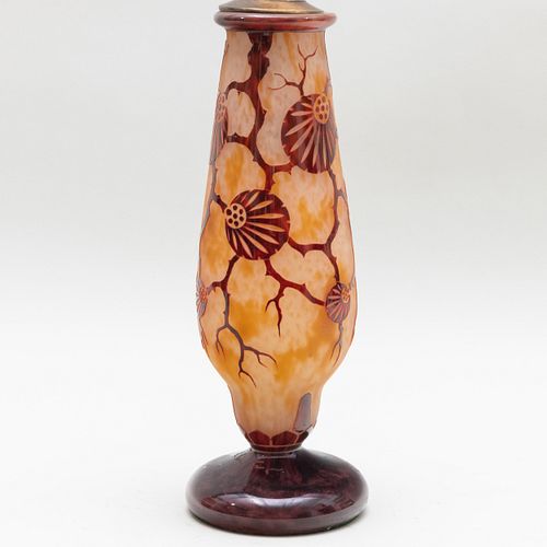 Le Verre Francais Cameo Glass Vase Mounted as a Lamp 