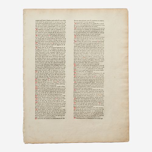  1469 Catholicon Printed Incunable Leaf (Gutenberg attr.)