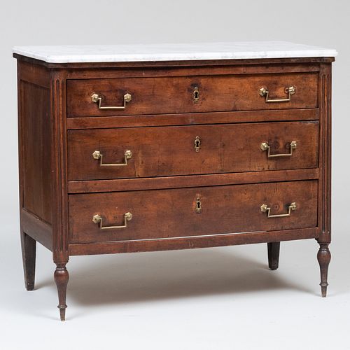 Late Louis XVI Provincial Brass-Mounted Mahogany Commode