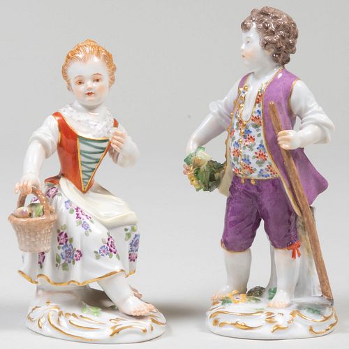 Meissen Porcelain Figures of a Gardener and Companion