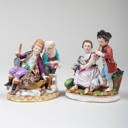 Meissen Porcelain Figural Group Emblematic of Winter and a Group Emblematic of Fall