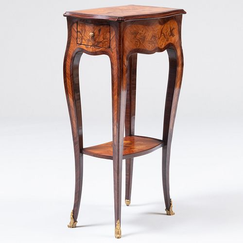 Louis XV Style Fruitwood Marquetry Side Table