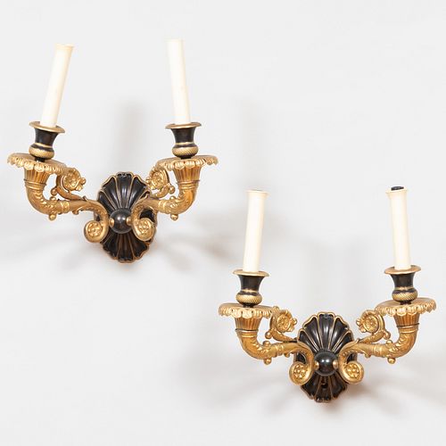 Pair of Empire Style Gilt-Metal Wall Sconces