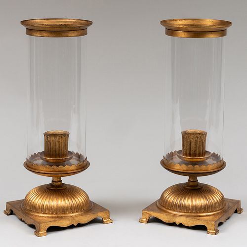Pair of Gilt-Composition and Glass Photophores