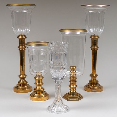 Group of Ralph Lauren Brass and Glass Photophores 