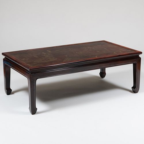 Chinoiserie Red Lacquered Rectangular Low Table, Gracie Inc.