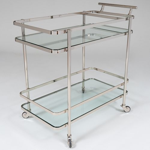 Continental Chrome and Glass Rolling Bar Cart