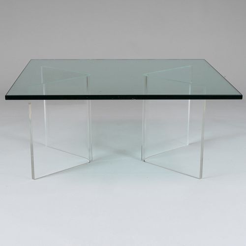 Continental Modern Plate Glass and Lucite Low Table