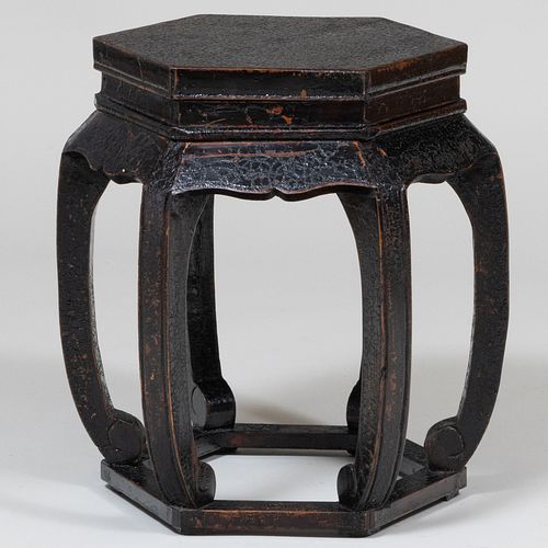 Chinese Black Painted Octagonal Form Garden Seat