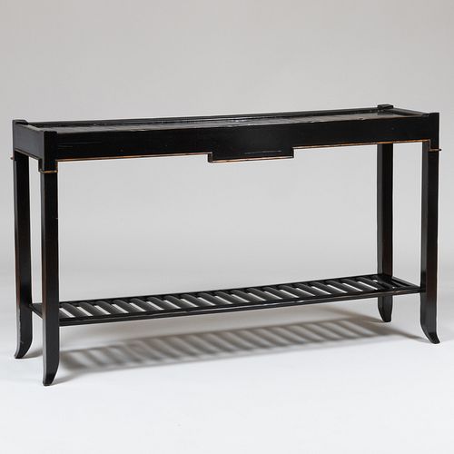 Contemporary Chinese Black Lacquer and Gold-Painted Console Table