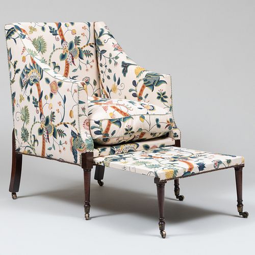 Regency Style Mahogany and Upholstered Metamorphic Sleeping Chair