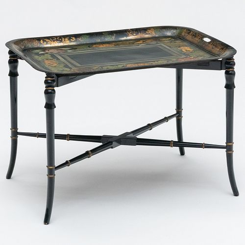 Late Victorian Tôle Tray on Later Stand