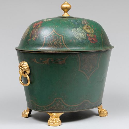 Green Painted Coal Scuttle