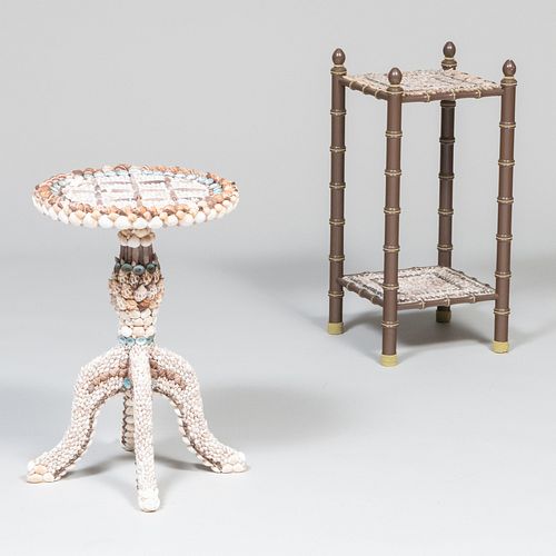 Two Shell-Encrusted Wood Side Tables, Attributed to Artist Luisa Caldwell