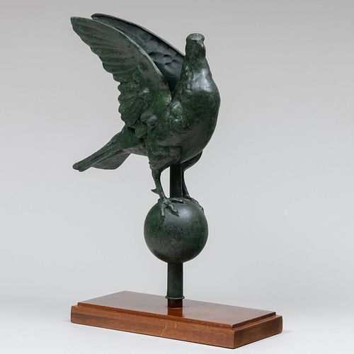 Patinated Metal Dove-Form Finial