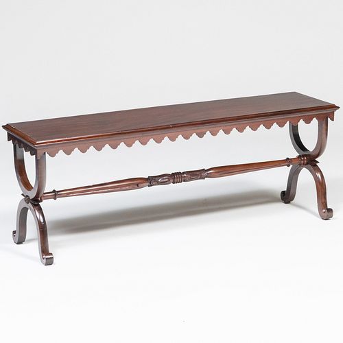 Late Regency Carved Mahogany 'Gothic' Hall Bench