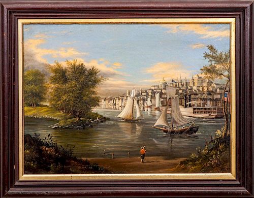 AMERICAN SCHOOL: VIEW ON THE RIVER, ALBANY, NY