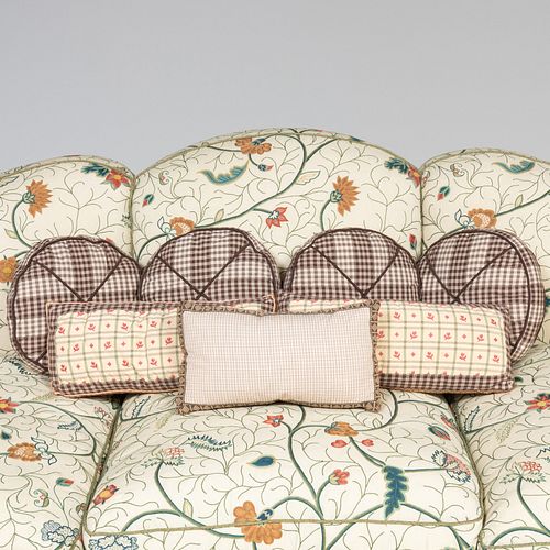 Group of Seven Plaid and Floral Cotton Pillows