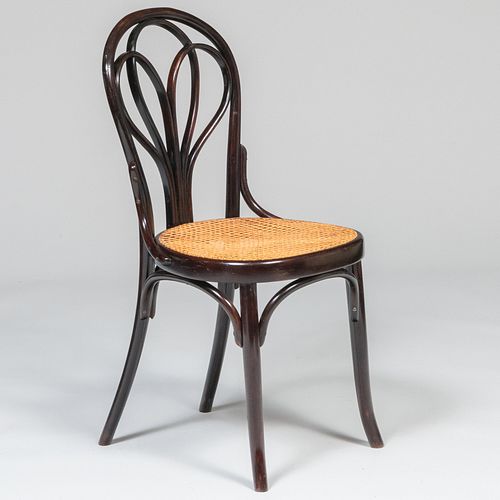 Thonet Stained Bentwood and Caned Bistro Chair