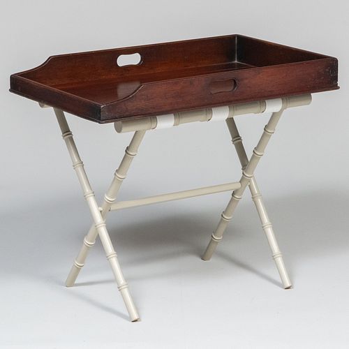 Small George III Style Coaching Tray with Faux Bamboo Folding Stand