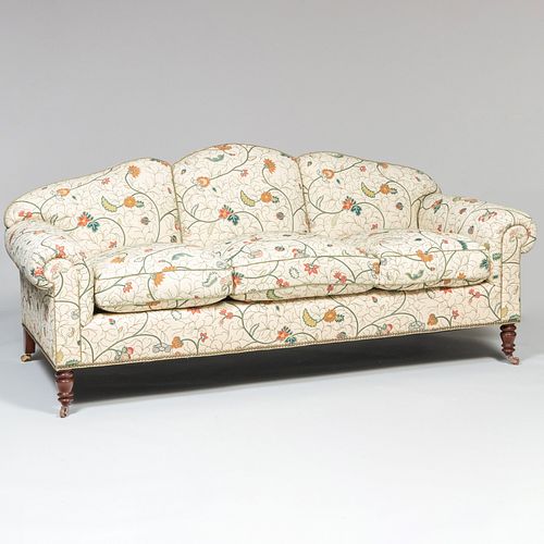 Edwardian Style Crewelwork Upholstered Sofa, with Chelsea Editions Fabric