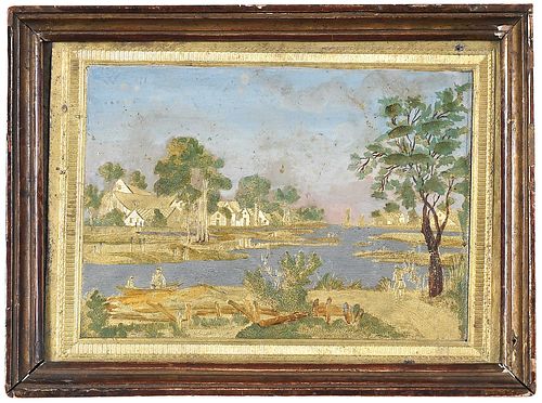 Painted and Engraved Gilt Metal Landscape