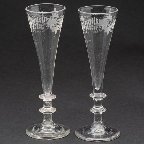 Pair of English Champagne Flutes, 18th Century