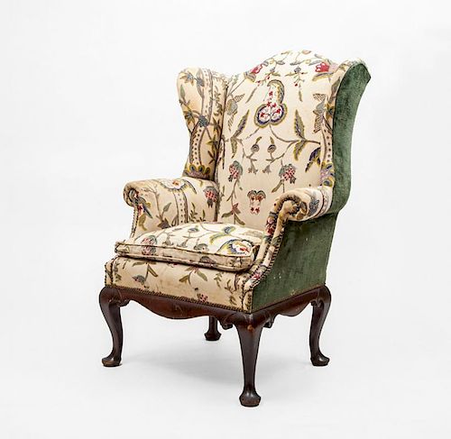 CHIPPENDALE STYLE CARVED MAHOGANY WING CHAIR