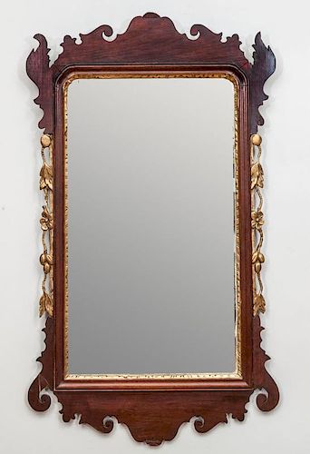 CHIPPENDALE MAHOGANY AND PARCEL-GILT MIRROR