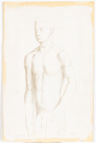 Paul Stone (Georgia/NC, 1928-1976) Male Nude, Pencil