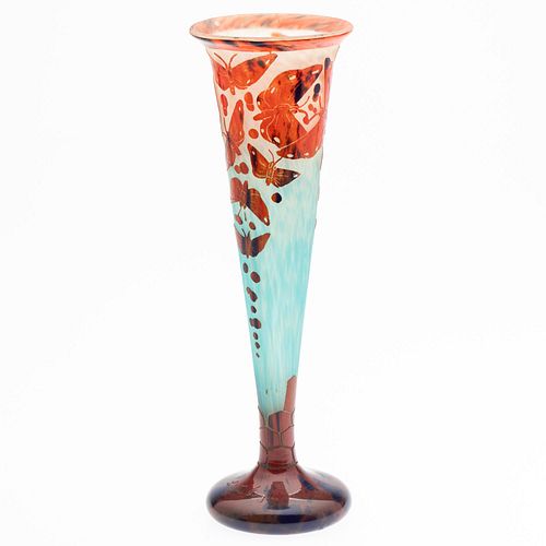 Schneider Le Verre Francais Glass Papillons Vase