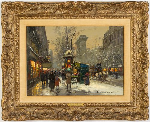 Edouard Cortes, Porte St. Denis Snow 1905, O/C, 1954