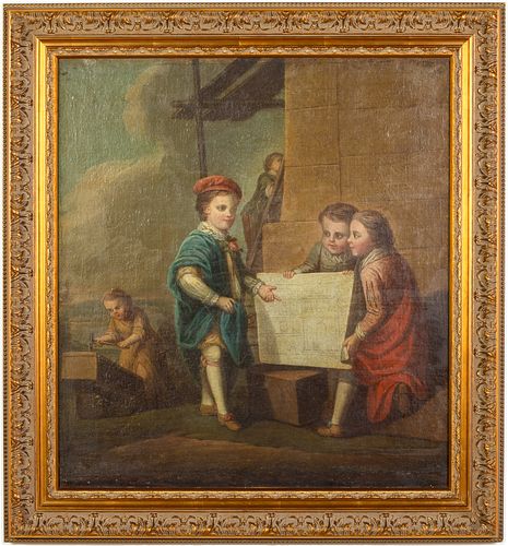 The Little Architects, Oil on Canvas, 18th Century