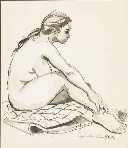 Jonathan Green (FL/SC, b. 1955), Seated Nude, W/C