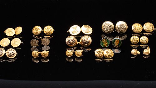15 Pairs of Livery Buttons and Coins, Now Cufflinks