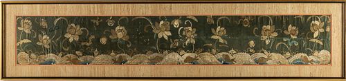 Chinese Framed Silk Floral Needlework, 18th Century