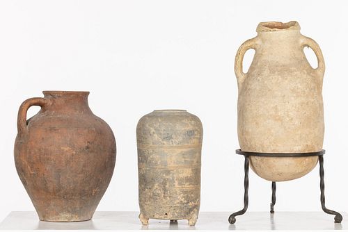 Han Dynasty Pottery Jar and Two Others