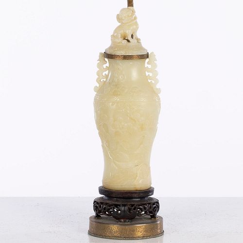 Chinese Soapstone Lidded Urn, Now Mounted as a Lamp