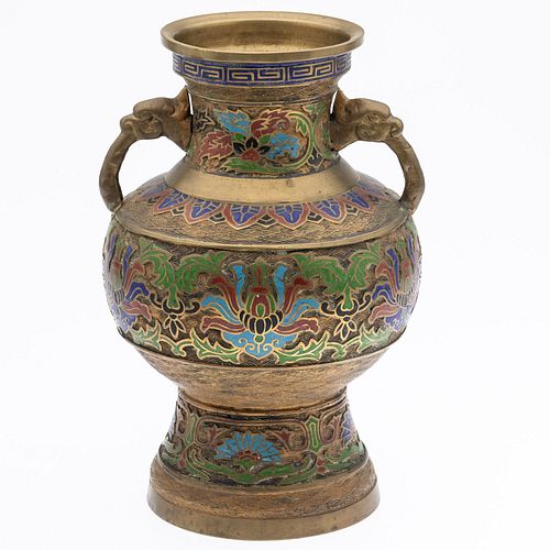 Chinese Cloisonne Handled Vase
