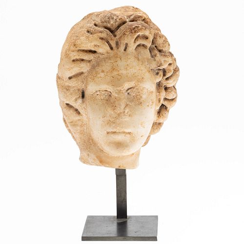 Roman Marble Male Head, c Late 2nd-Early 3rd C. A.D.