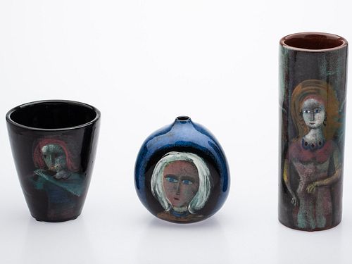 Polia Pillin (1909-1992), 3 Glazed Ceramic Vases