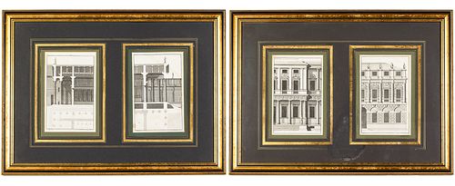 Four 18th Century Architectural Prints in Two Frames