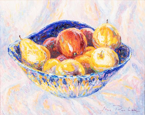 Jan Parker (English, b. 1941), Bowl of Fruit, O/C