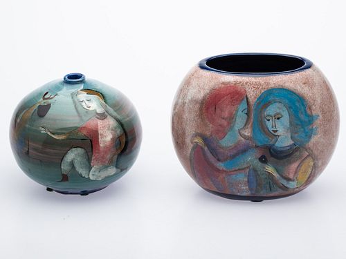 Polia Pillin (1909-1992), 2 Glazed Ceramic Vases