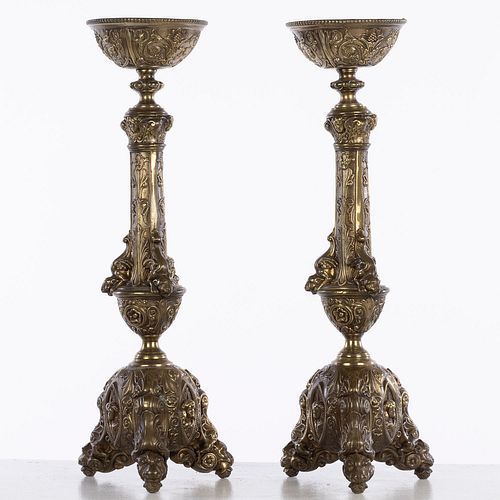 Pair of Italian Renaissance Style Metal Candlesticks