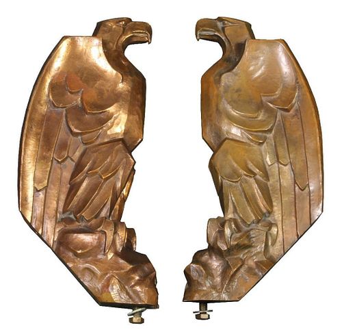 Pair of German Bronze Eagle Sculptural Mounts