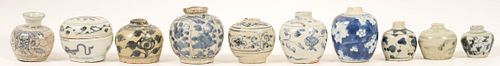 Group Small Blue and White Chinese Porcelain Jars