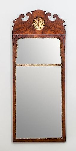 CHIPPENDALE TWO-PANEL MAHOGANY AND PARCEL-GILT MIRROR