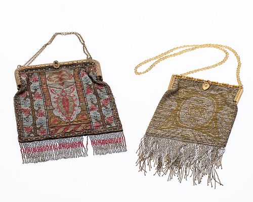Two Fancy Beaded Evening Purses, First Half 20th C