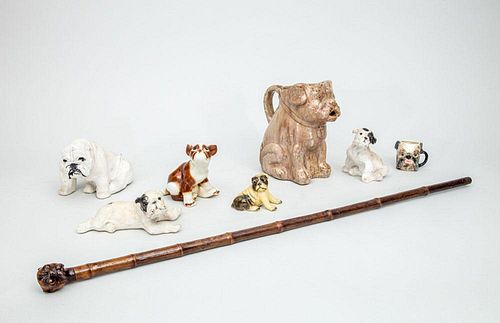GROUP OF SEVEN DOG FIGURAL ARTICLES